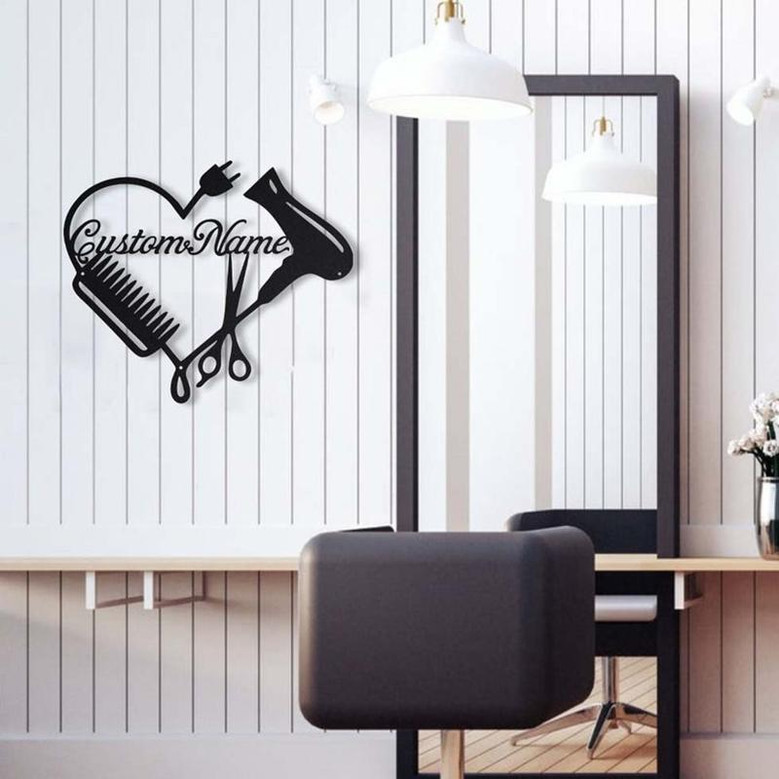 Personalized Hair Dresser Heart Metal Sign Art | Custom Hair Stylist Monogram Metal Sign | Hair Stylist Beauty Salon Gift