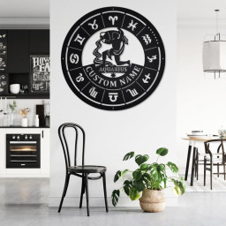 Custom Aquarius Zodiac Metal Wall Art, Personalized Aquarius Name Sign Decoration For Room, Horoscope Home Decor, Custom Aquarius Zodiac
