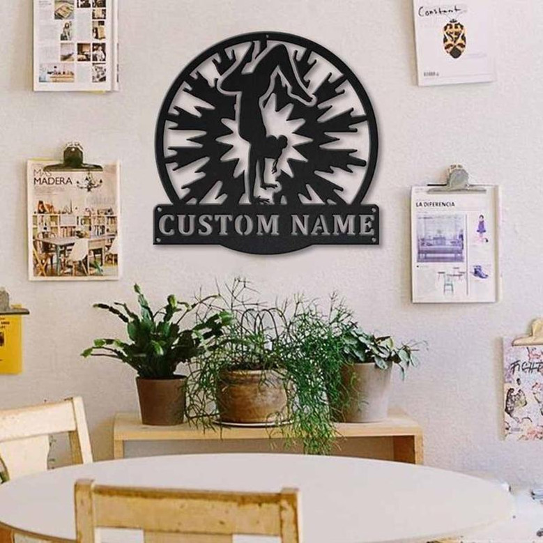 Personalized Aerobic Gymnastics Monogram Metal Sign Art ,Custom Aerobic Metal Sign, Gymnastics Lover Sign Decoration For Living Room