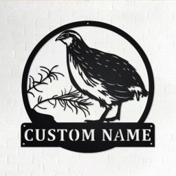 Custom Quail Bird Metal Wall Art, Personalized Quail Bird Name Sign Decoration For Room, Quail Bird Metal Home Decor