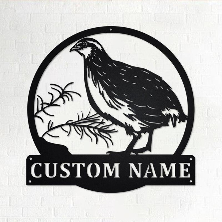 Custom Quail Bird Metal Wall Art, Personalized Quail Bird Name Sign Decoration For Room, Quail Bird Metal Home Decor