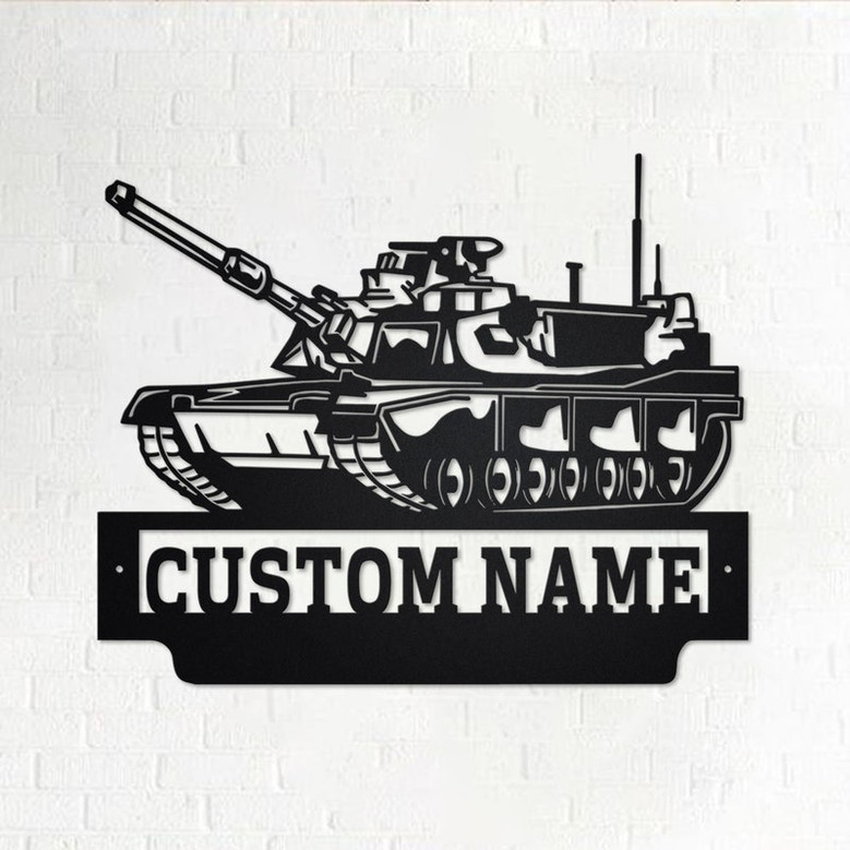 Custom US Military Tank Metal Wall Art, Personalized Military Tank Name Sign Decoration For Room, Military Tank Metal Home Decor