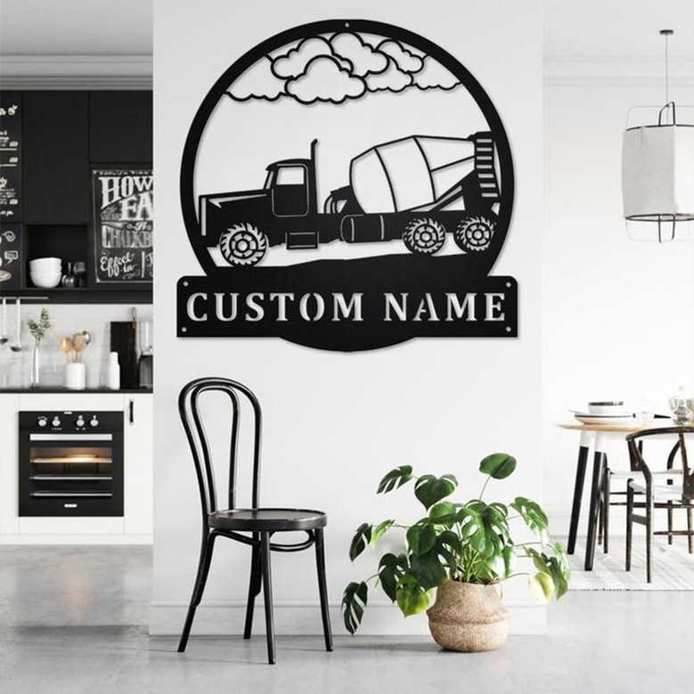 Custom Concrete Truck Metal Wall Art, Personalized Truck Driver Name Sign Decoration For Room, Concrete Truck Home Decor, Custom Truck