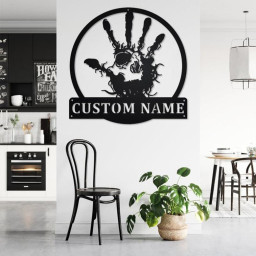 Custom Hand Skull Tribal Eye Fingers Metal Wall Art, Personalized Hand Skull Name Sign Decoration For Room, Hand Skull Home Decor,Hand Skull
