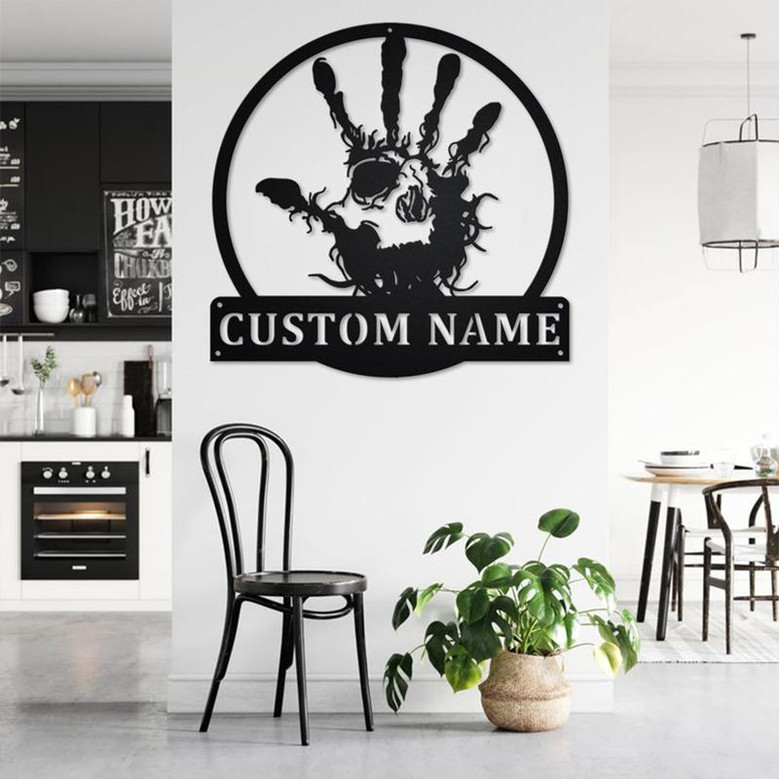 Custom Hand Skull Tribal Eye Fingers Metal Wall Art, Personalized Hand Skull Name Sign Decoration For Room, Hand Skull Home Decor,Hand Skull