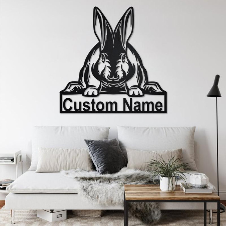 Custom Rabbit Metal Wall Art, Personalized Rabbit Name Sign Decoration For Room, Rabbit Home Decor, Custo Rabbit, Rabbit Metal Wall Decor