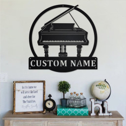 Custom Grand Piano Metal Wall Art, Personalized Grand Piano Name Sign Decoration For Room, Grand Piano Home Decor, Custom Grand Piano