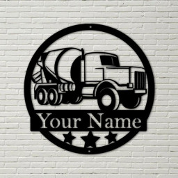 Construction Collection Concrete Mixer Customized Sign, Cement Mixer Truck Metal Sign, Metal Wall Decor