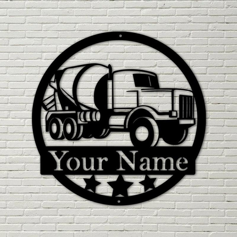 Construction Collection Concrete Mixer Customized Sign, Cement Mixer Truck Metal Sign, Metal Wall Decor