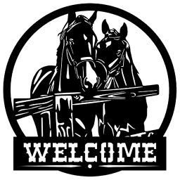 Horse Pair Welcome Metal Signs