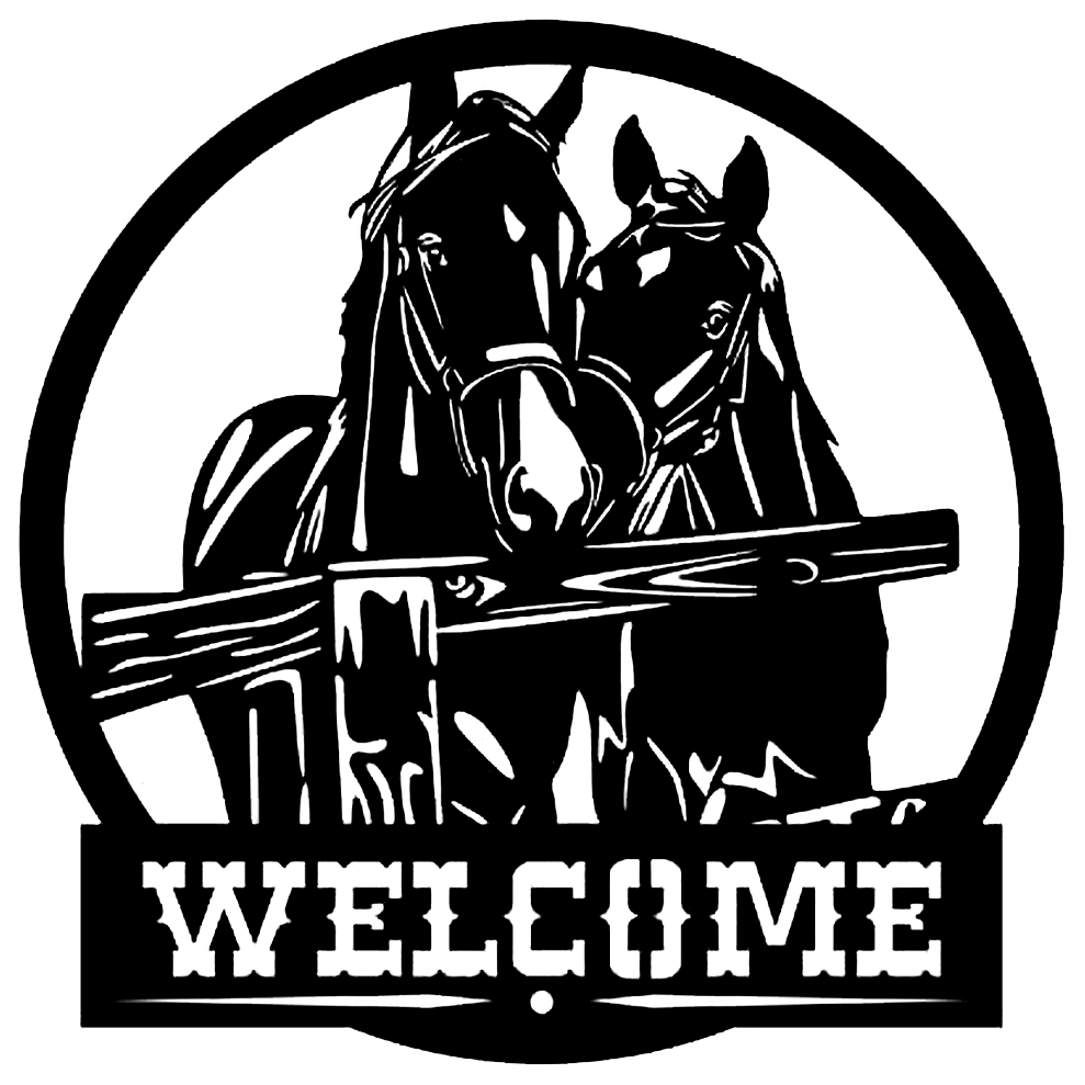 Horse Pair Welcome Metal Signs