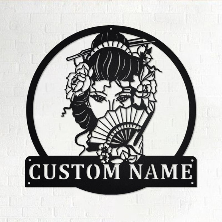 Custom Japanese Geisha Metal Wall Art, Personalized Geisha Name Sign Decoration For Room, Geisha Home Decor, Custom Geisha, Japanese Geisha