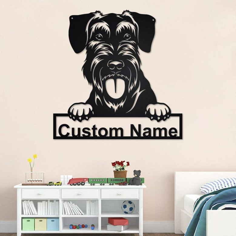 Custom Giant Schnauzer Dog Metal Wall Art, Personalized Giant Schnauzer Name Sign Decoration For Room, Giant Schnauzer Home Decor,Custom Dog