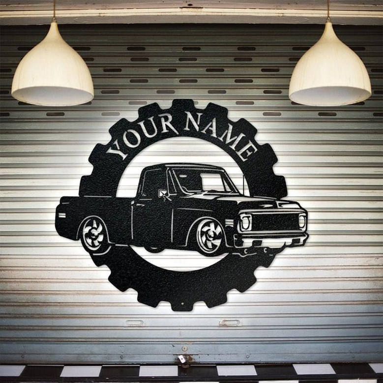 Custom Chevy Truck Classic Car Collection Cut Metal Sign Personalized Truck Name Metal Sign Wall Art