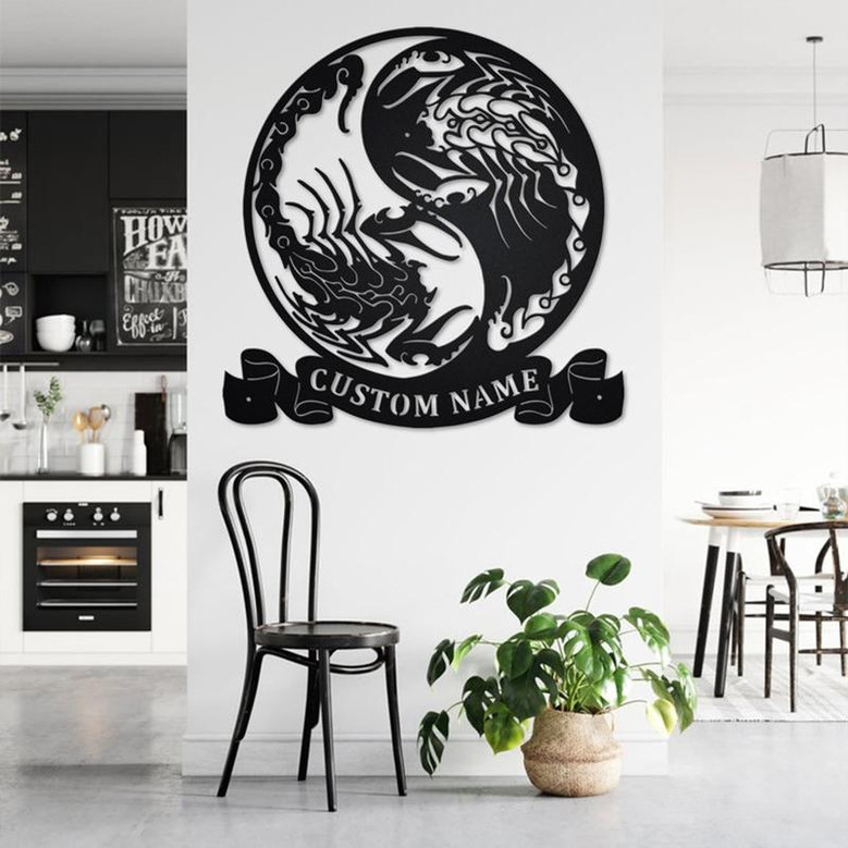 Custom Yin Yang Scorpions Metal Wall Art, Personalized Scorpions Name Sign Decoration For Room, Scorpions Home Decor, Custom Scorpions