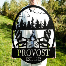 Custom Campfire Metal Sign, Personalized Camping Gifts Fire Pit Sign Outdoor Decor