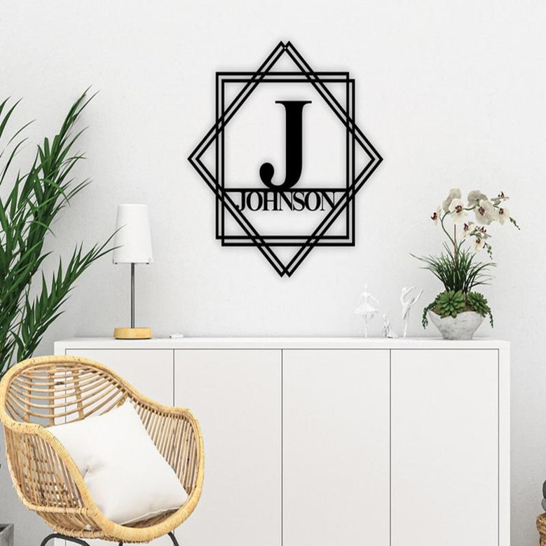 Custom Metal Name Sign, Family Name Sign, Personalized Last Name Sign, Door Hanger, Outdoor Metal Sign, Wedding Gift, Monogram Sign