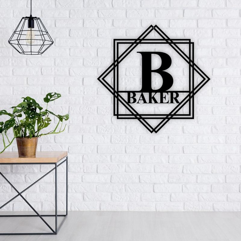 Custom Metal Name Sign, Family Name Sign, Personalized Last Name Sign, Door Hanger, Outdoor Metal Sign, Wedding Gift, Monogram Sign