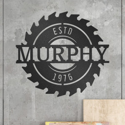 Circular Saw Blade Sign, Personalized Metal Wall Art with Name, Custom Text