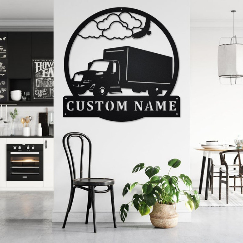 Custom Box Truck Metal Wall Art, Personalized Truck Driver Name Sign Decoration For Room, Box Truck Home Decor, Custom Truck Driver,Trucker