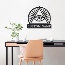 Personalized Illuminati Monogram Metal Sign Art , Custom Illuminati Metal Sign, Illuminati Lover Sign Decoration For Living Room