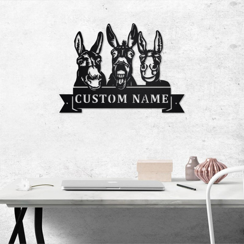 Personalized Donkey Metal Sign | Donkey Metal Wall Art | Office Wall Art | Housewarming Outdoor Metal Sign | Gifts Donkey Lover |