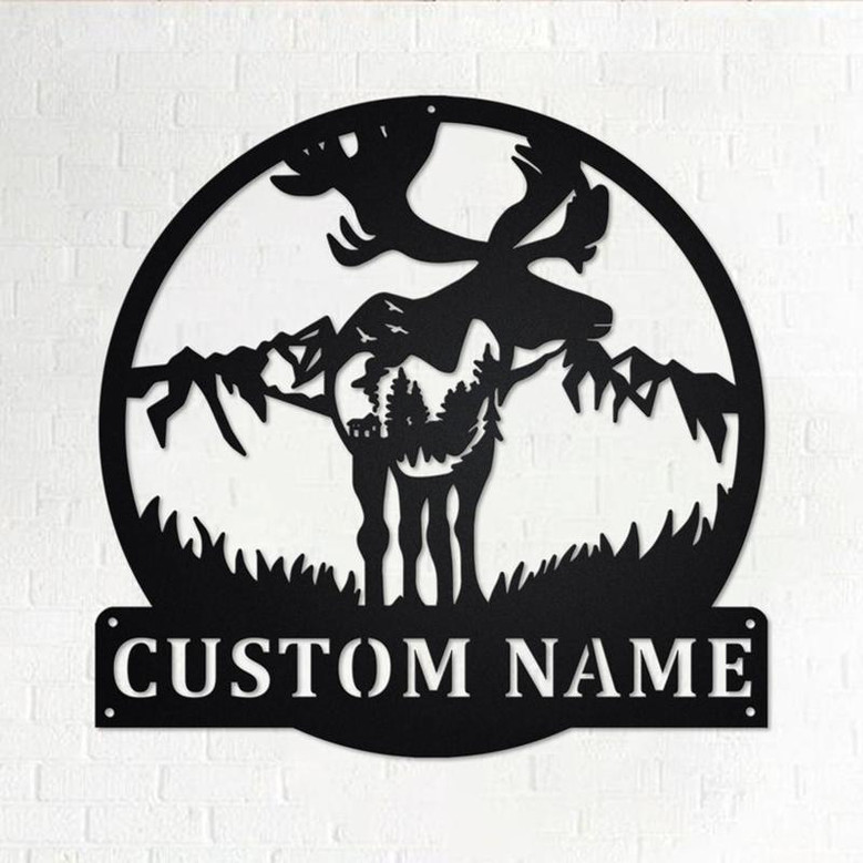 Custom Moose Metal Wall Art, Personalized Moose Hunter Name Sign Decoration For Room, Moose Metal Home Decor, Custom Moose