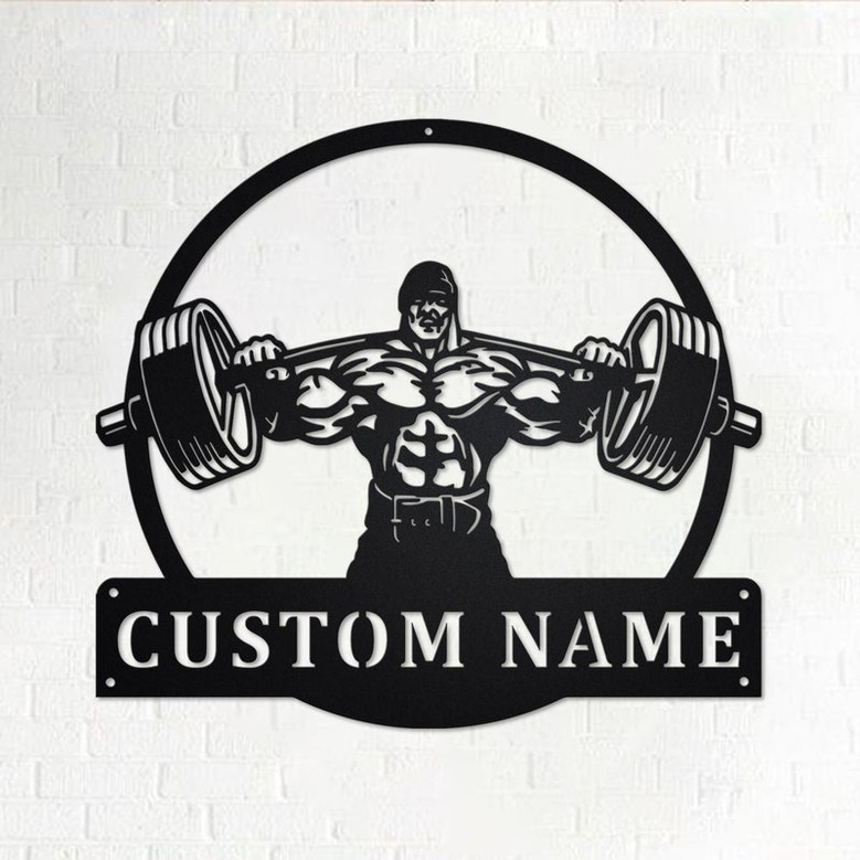 Custom Powerlifting Man Metal Wall Art, Personalized Powerlifting Name Sign Decoration For Room, Powerlifting Metal Home Decor, Powerlifting