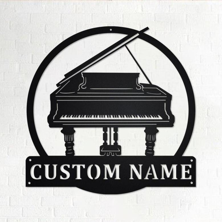 Custom Grand Piano Metal Wall Art, Personalized Grand Piano Name Sign Decoration For Room, Grand Piano Home Decor, Custom Grand Piano