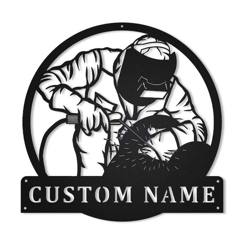 Personalized Welder Monogram Metal Sign Art | Custom Welder Monogram Metal Sign | Welder Monogram Gift