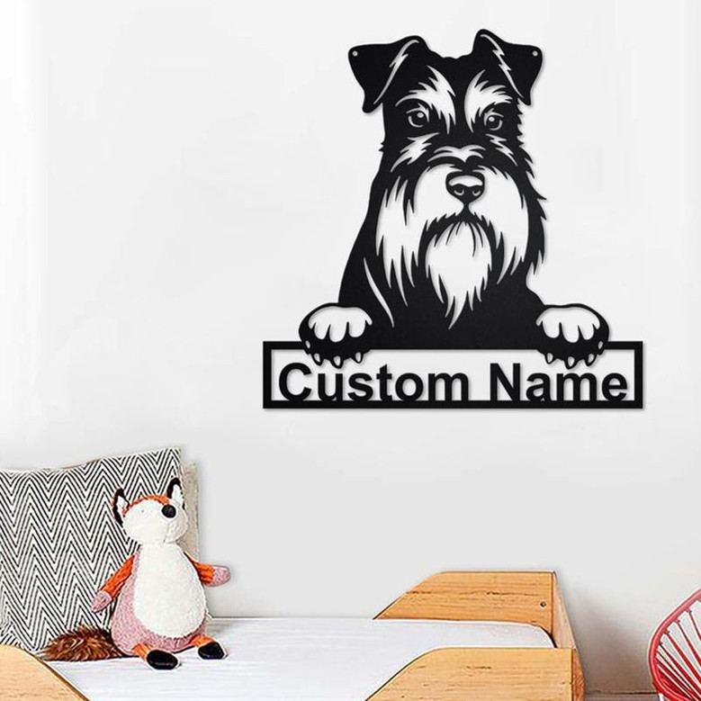 Custom Miniature Schnauzer Dog Metal Wall Art, Personalized Miniature Schnauzer Name Sign Decoration For Room,Miniature Schnauzer Home Decor