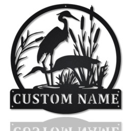 Personalized Herons Bird Monogram Metal Sign Art | Custom Herons Bird Metal Sign | Herons Bird Lover Sign Decoration For Living Room