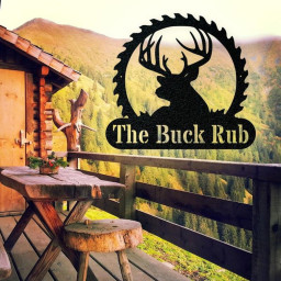 Personalized Deer Sawblade Monogram Metal Sign