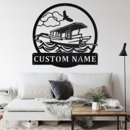 Custom Jukung Boat Metal Wall Art, Personalized Jukung Boat Name Sign Decoration For Room, Jukung Boat Metal Home Decor, Custom Jukung Boat
