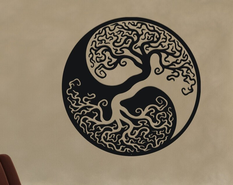 Tree Of Life Metal Wall Art, Ying Yang Tree Of Life Metal Decor, Yoga Lovers Birthday Gift