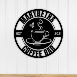 Personalized Coffee Bar Metal Sign, Coffee Bar Decor, Metal Coffee Sign, Coffee Metal Wall Art, Coffee Shop Sign
