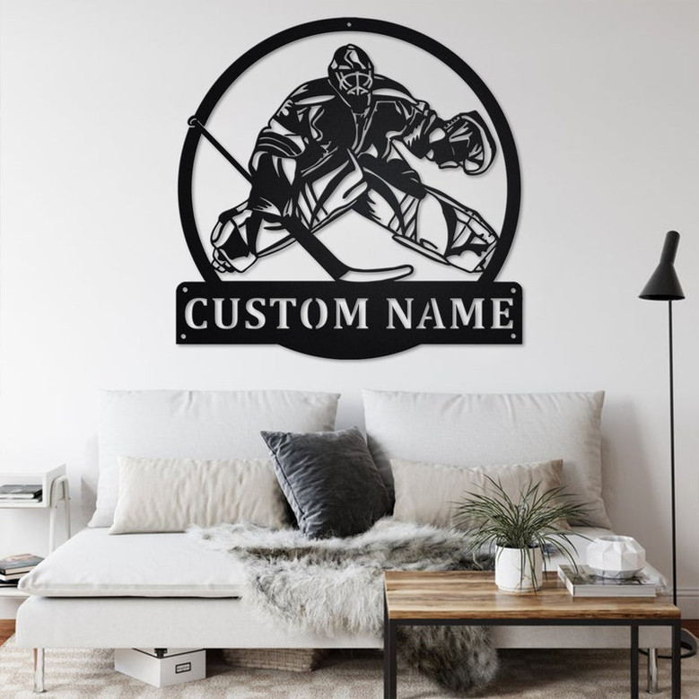 Custom Hockey Goalie Metal Wall Art, Personalized Hockey Goalie Name Sign Decoration For Room, Hockey Goalie Home Decor,Custom Hockey Goalie