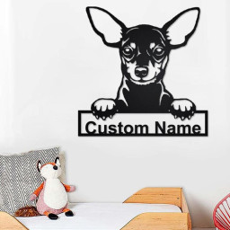 Custom Miniature Pinscher Dog Metal Wall Art, Personalized Miniature Pinscher Name Sign Decoration For Room, Miniature Pinscher Home Decor