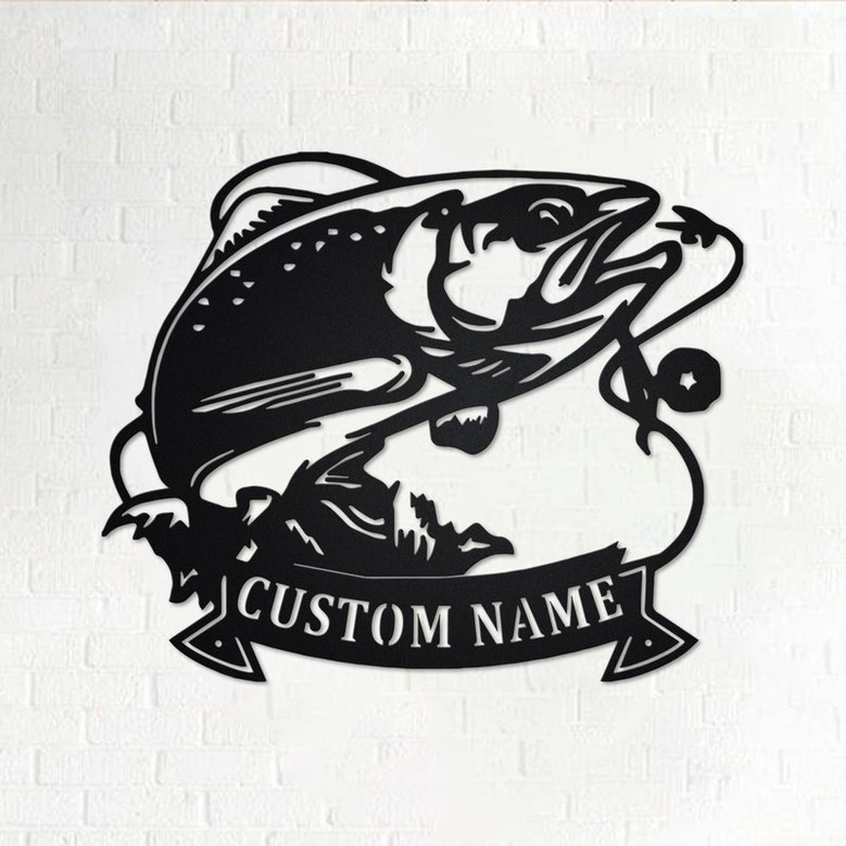 Custom Trout Fishing Metal Wall Art, Personalized Trout Fish Name Sign Decoration For Room, Trout Fishing Home Decor, Custom Trout Fish