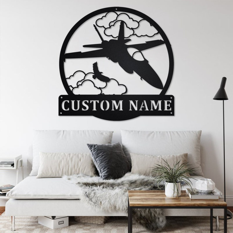 Custom Fighter Jet Metal Wall Art, Personalized Fighter Jet Pilot Name Sign Decoration For Room, Fighter Jet Home Decor, Custom Fighter Jet