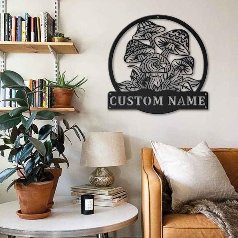 Personalized Mushrooms Monogram Metal Sign Art , Custom Mushrooms Metal Sign, Mushrooms Sign Decoration For Living Room
