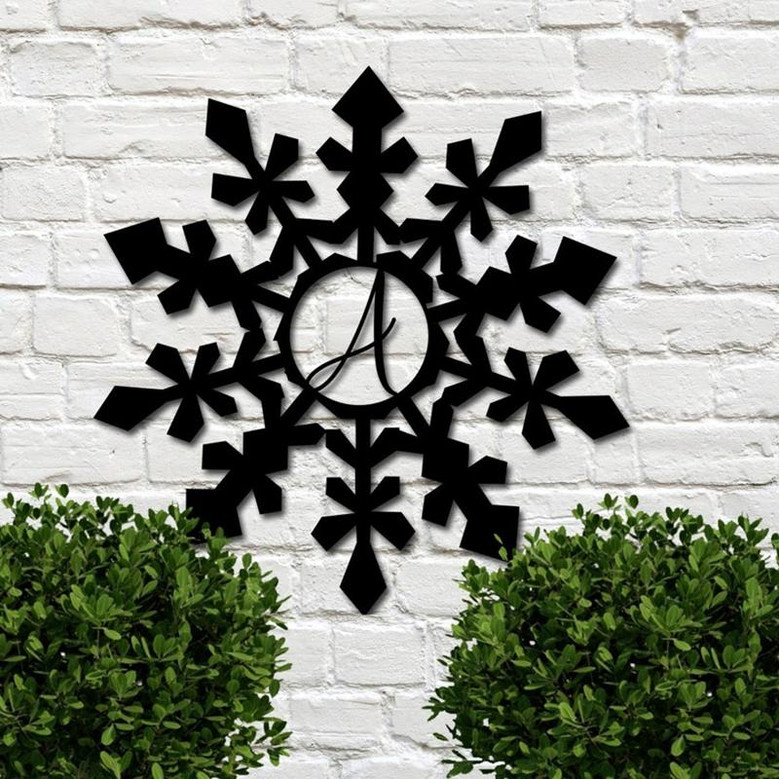 Metal Snowflake Wall Art | Snowflake Monogram Sign | Vine Monogram | Holiday Decor | Snowflake Door Hanger | Personalized Snowflake | Decor