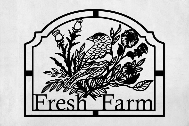 Custom Metal Farmhouse Name Sign, Bird and Flower Farm Sign with Family Name, Farmville Decor