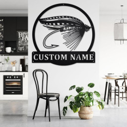 Custom Fly Fishing Metal Wall Art, Personalized Fly Fishing Name Sign Decoration For Room, Fly Fishing Home Decor, Custom Fly Fishing