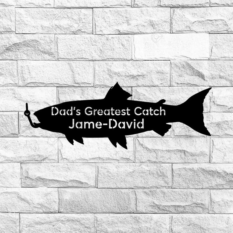 Fish Sign, Fishing Sign, Gift for Husband, personalized sign, personalized fishing sign, Dads Greatest Catch