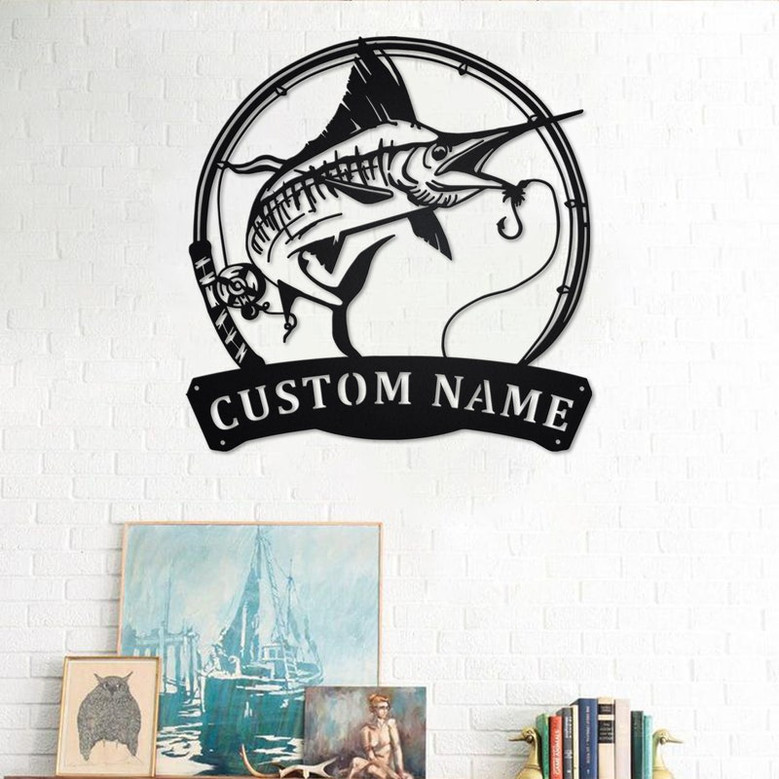 Personalized Swordfish Fish Metal Sign | Fishing Metal Wall Art | Fishing Metal wall Decor | Fishing Lover | Custom Fishing | Fishman
