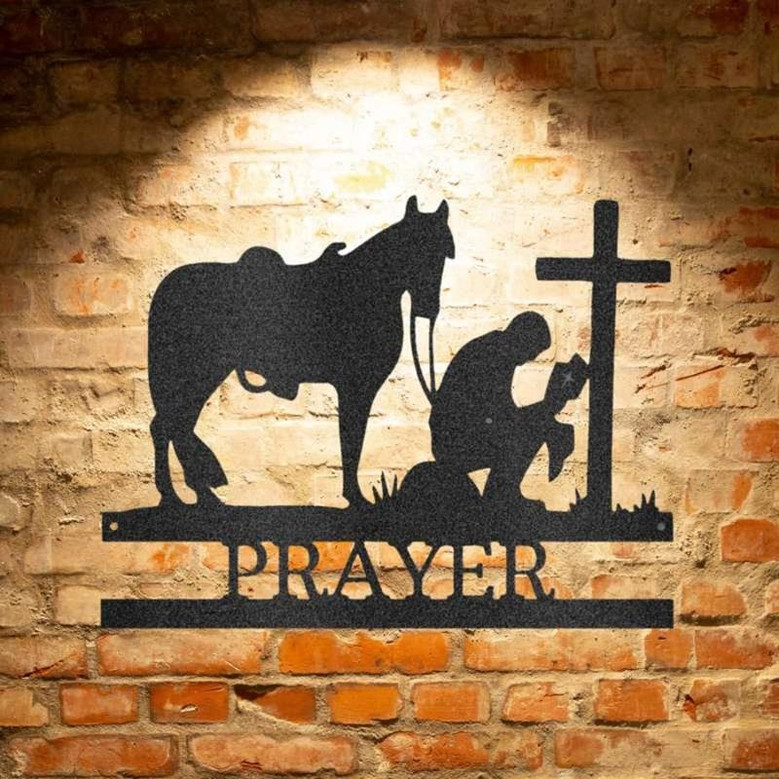 Kneeling Cowboy Monogram - Steel Sign Metal Wall Art Décor
