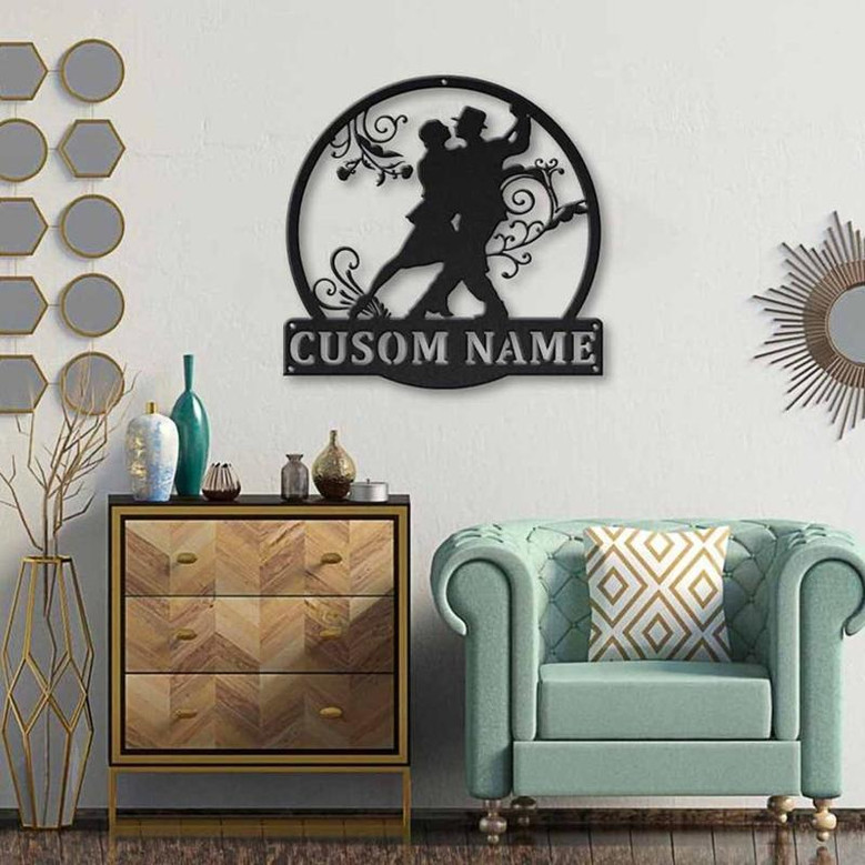 Personalized Tango Dance Monogram Metal Sign Art , Custom Tango Dance Metal Sign, Tango Dance Lover Sign Decoration For Living Room