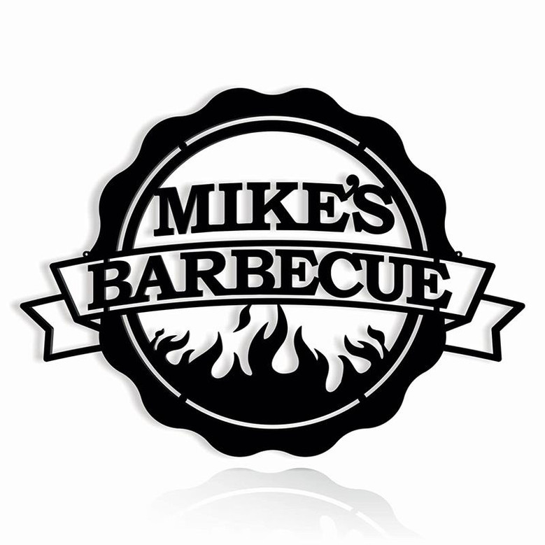 Personalized Metal BBQ Grill Name Sign Dad's BBQ Custom Metal Outdoor Home Decoration