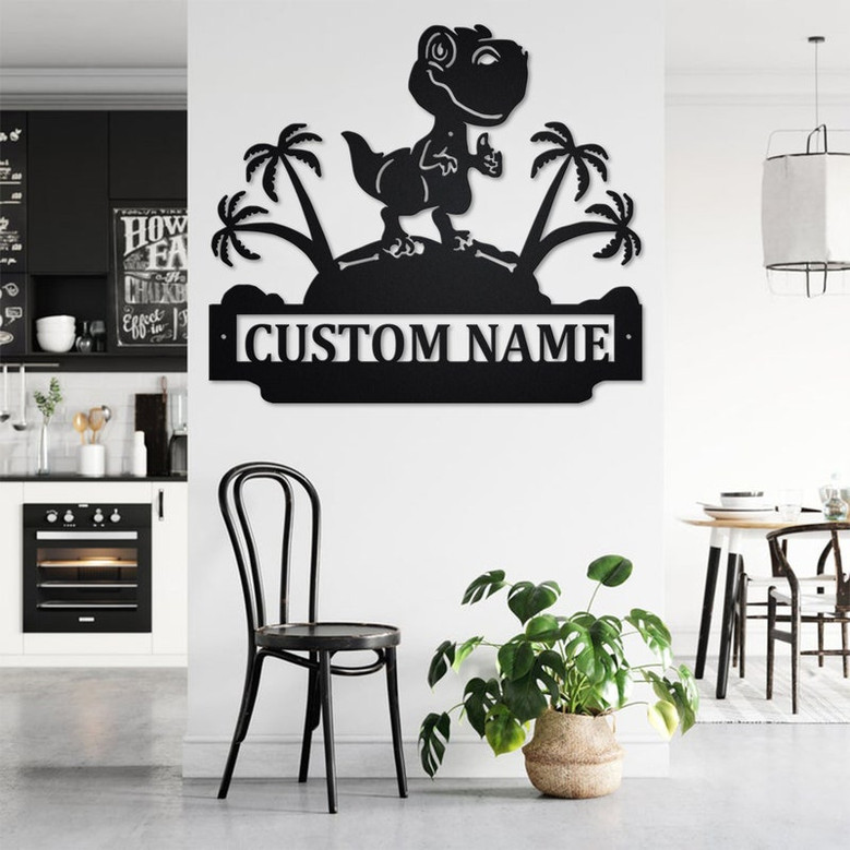Custom Baby Dinosaur Metal Wall Art, Personalized Baby Dinosaur Name Sign Decoration For Room, Baby Dinosaur Home Decor,Custom Baby Dinosaur